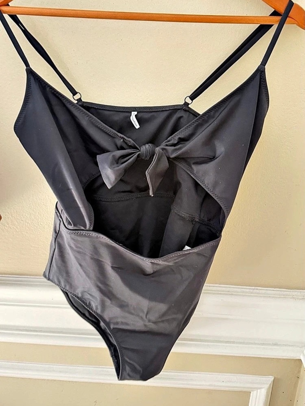 Reformation Tropicana One Piece Swimsuit Black Wrap Front